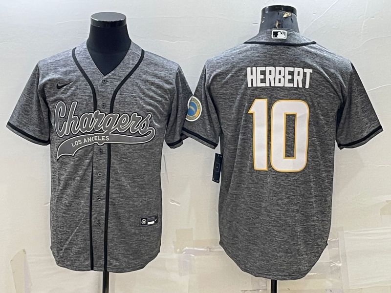 Men Los Angeles Chargers #10 Herbert Grey hemp ash 2022 Nike Co branded NFL Jerseys